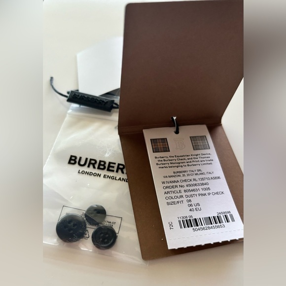 Burberry Logo Embroidered Check Shirt Pink 6 - Picture 8 of 8